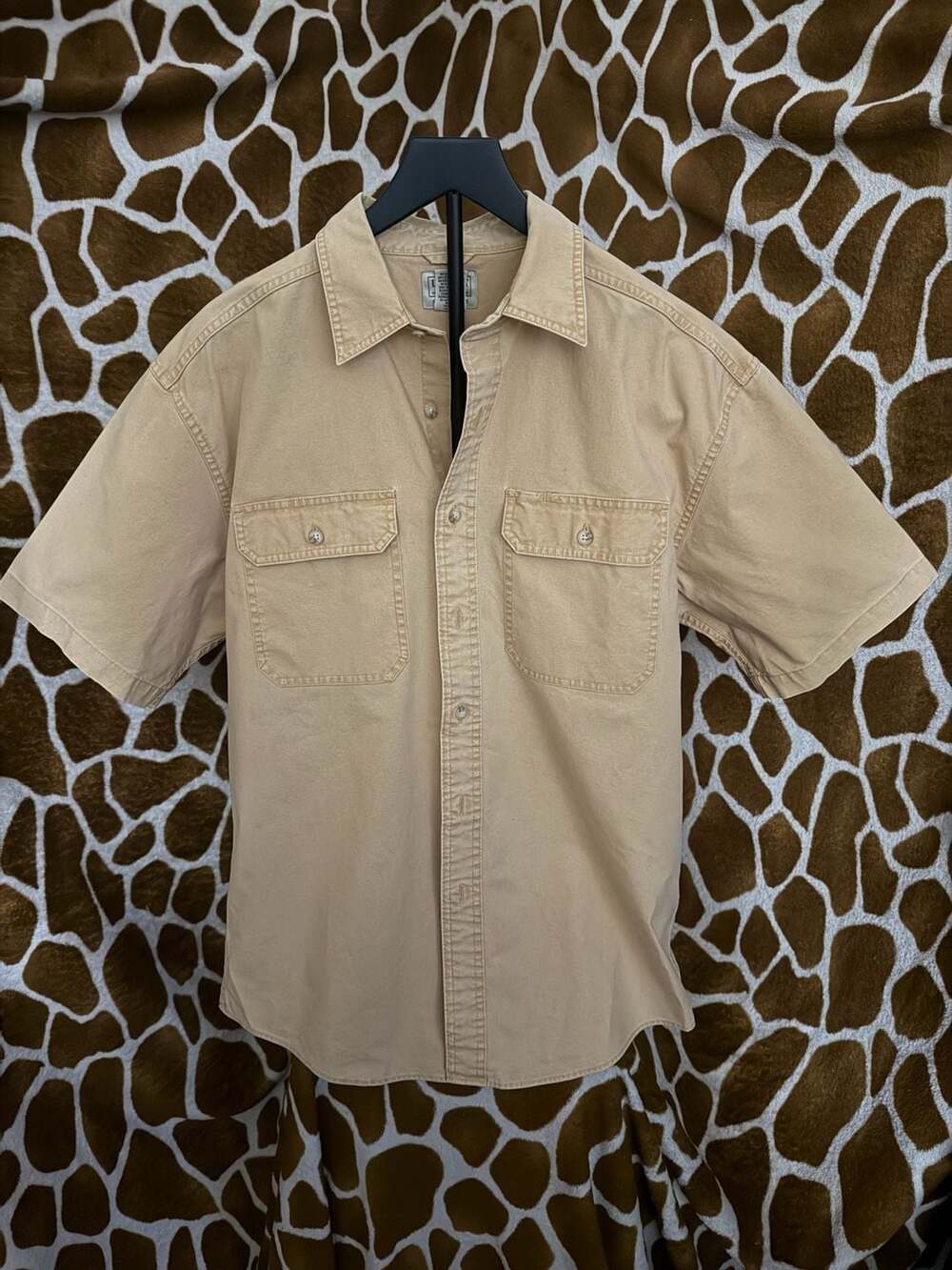 L.L.Bean Men's Sunwashed Canvas Short-Sleeve Shirt, Size M-REG, Tan